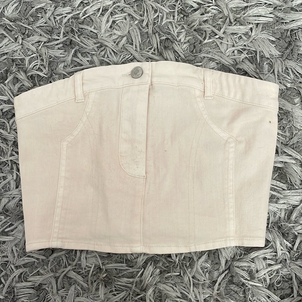 Strapless cream denim top size small
